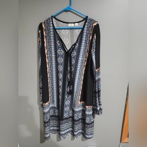 Cato Boho Patterned Long Sleeve Dress Size 18/20 W